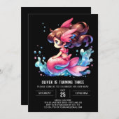 Invitation Anniversaire de la petite sirène (Devant / Derrière)