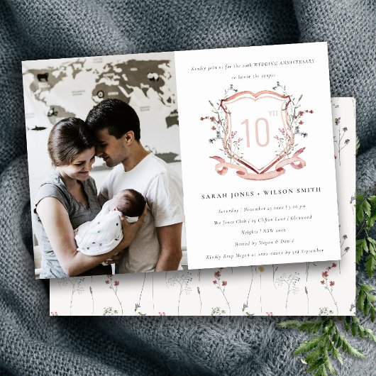 Invitation Anniversaire de la photo du Fleur sauvage rose Mon