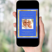 Invitation Anniversaire de la photo en or bleu Royal