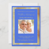 Invitation Anniversaire de la photo en or bleu Royal (Devant)