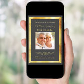 Invitation Anniversaire de la photo en or gris charbon