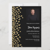 Invitation Anniversaire de la photo en or noir (Devant)