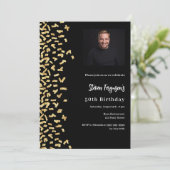 Invitation Anniversaire de la photo en or noir (Debout devant)