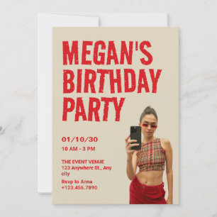 Invitation anniversaire de la photo rouge beige