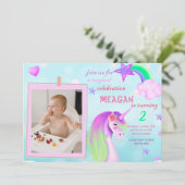 Invitation Anniversaire de la photo Unicorn (Debout devant)