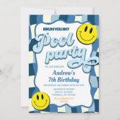 Invitation Anniversaire de la piscine à damiers vague (Devant)