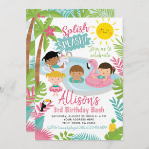 Invitation Anniversaire de la piscine de Luau