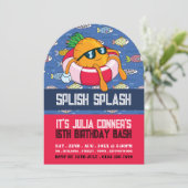 Invitation Anniversaire de la piscine de poisson caricaturale (Debout devant)