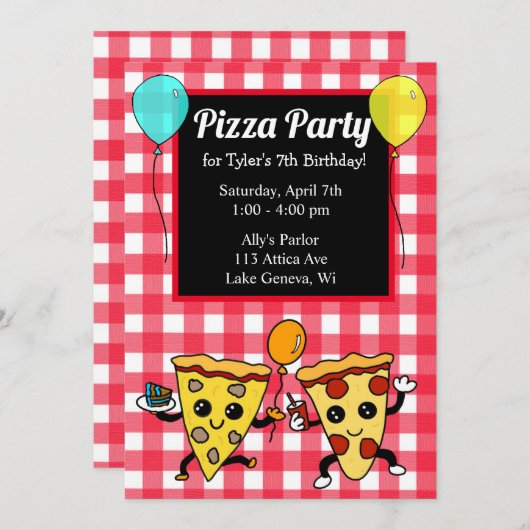 Invitation Anniversaire de la Pizza (Devant / Derrière)