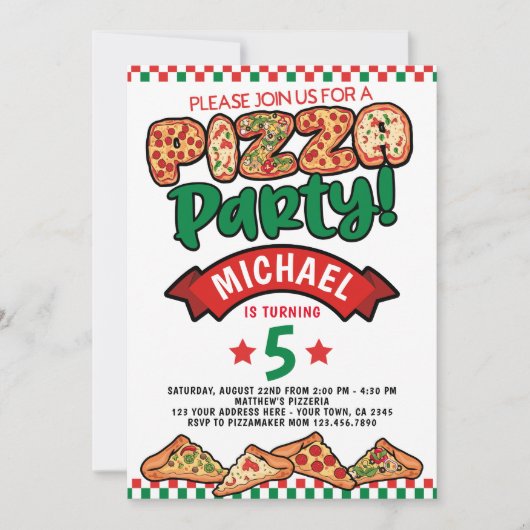 Invitation Anniversaire de la Pizza (Devant)