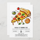 Invitation Anniversaire de la pizza Boho (Devant / Derrière)