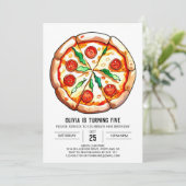 Invitation Anniversaire de la pizza Boho au fromage (Debout devant)