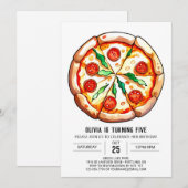 Invitation Anniversaire de la pizza Boho au fromage (Devant / Derrière)