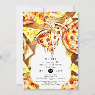 Invitation Anniversaire de la pizza de fête simple