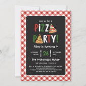 Invitation Anniversaire de la Pizza En vichy Rouge de charme (Devant)