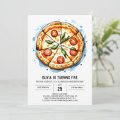 Invitation Anniversaire de la pizza numérique enchantée (Debout devant)