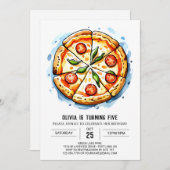 Invitation Anniversaire de la pizza numérique enchantée (Devant / Derrière)