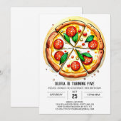 Invitation Anniversaire de la pizza pour enfants simple (Devant / Derrière)