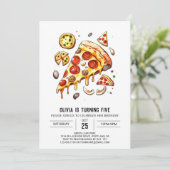 Invitation Anniversaire de la pizza pour enfants simple (Debout devant)