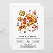 Invitation Anniversaire de la pizza pour enfants simple (Devant / Derrière)