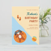 Invitation Anniversaire de la plage de chien d'été amusant (Debout devant)