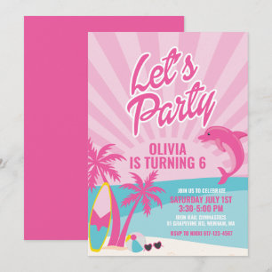 Invitation Anniversaire de la plage de Pink Malibu