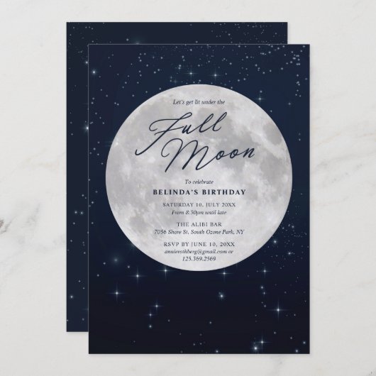 Invitation Anniversaire de la pleine lune (Devant / Derrière)