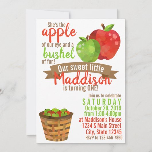 Invitation Anniversaire de la pomme (Devant)