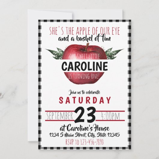 Invitation Anniversaire de la pomme (Devant)