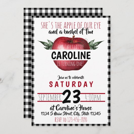 Invitation Anniversaire de la pomme (Devant / Derrière)