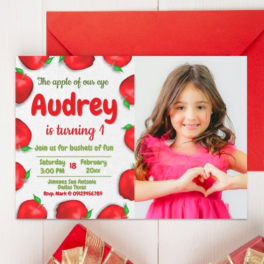 Invitation Anniversaire de la pomme avec photo