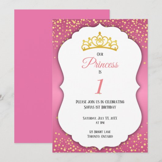 Invitation Anniversaire de la princesse (Devant / Derrière)