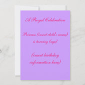 Invitation Anniversaire de la princesse (Dos)