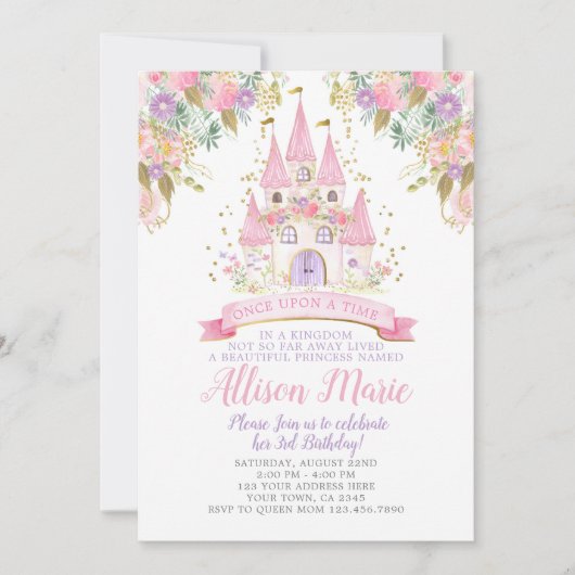 Invitation Anniversaire de la princesse (Devant)
