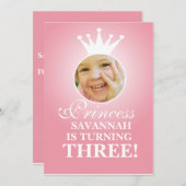 Invitation Anniversaire de la princesse (Devant / Derrière)