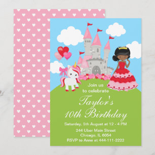 Invitation Anniversaire de la princesse afro-américaine de la