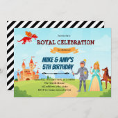 Invitation Anniversaire de la princesse chevalier et de son f (Devant / Derrière)