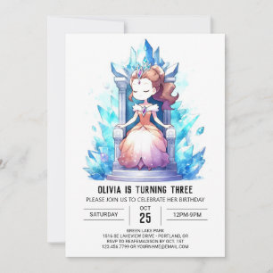 Invitation Anniversaire de la princesse élégante et mignonne