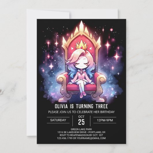Invitation Anniversaire de la princesse enchantée (Devant)