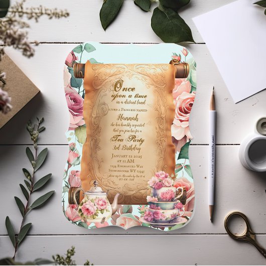 Invitation Anniversaire de la Princesse enchantée Turquoise T