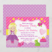 Invitation Anniversaire de la princesse et des accessoires (Devant / Derrière)