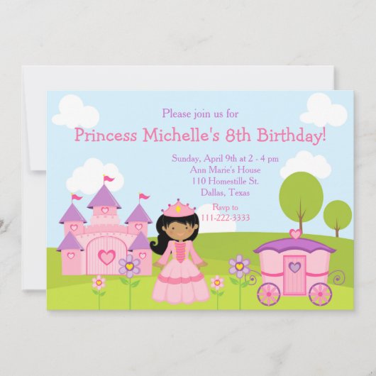 Invitation Anniversaire de la princesse et du château d'Améri (Devant)