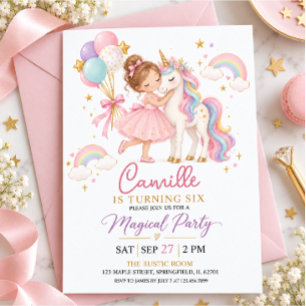 Invitation Anniversaire de la Princesse Licorne Magique Arc-e