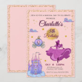 Invitation Anniversaire de la princesse magique - rose (Devant / Derrière)