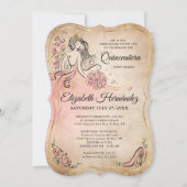 Invitation Anniversaire de la princesse Quinceanera rose et o (Devant)
