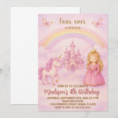 Invitation Anniversaire de la princesse rose (Devant / Derrière)