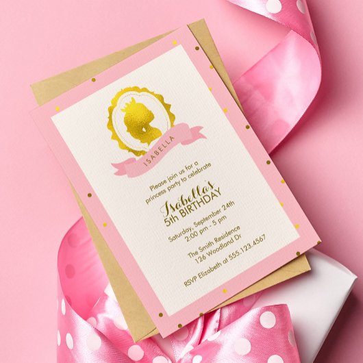 Invitation Anniversaire de la princesse rose Cameo