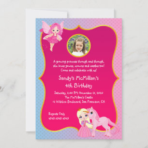 Invitation Anniversaire de la princesse rose Pony