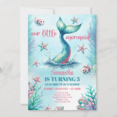 Invitation Anniversaire de la queue de sirène turquoise à l'a (Devant)