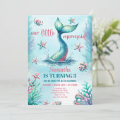 Invitation Anniversaire de la queue de sirène turquoise à l'a (Debout devant)